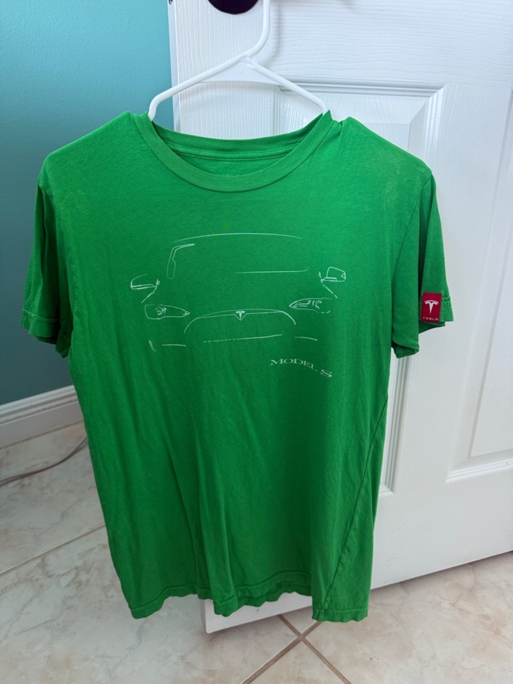 Tesla Green Model S Outline Tee